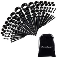 50 Pieces Ear Stretching Kit 14G-00G Acrylic Tapers and Plugs + Silicone Tunnels - Ear Gauges Expand
