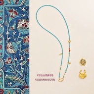 Turquoise Long Sweater Chain Beeswax Southern Red Beaded Necklace Universal Buckle Lanyard Ruyi Lock