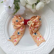 兒童小孩小鴨動物長尾蝴蝶結彈夾髮夾-橘底小鴨