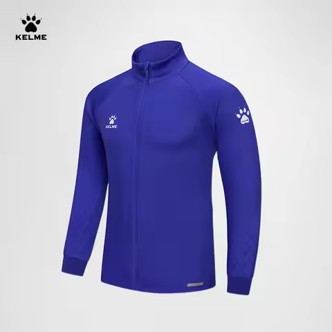 Kelme Men's Football Training Jacket Outdoor Windproof Stand Collar Knitted Jacket Running Sports Tr