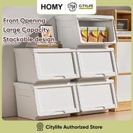 Citylife Stackable Storage Box Container With Openable Front Cover Thick Large Capacity Storage Box