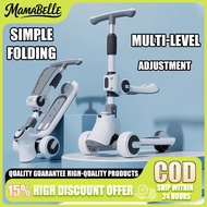 Kids Scooter 2 in1 Scooter Adjustable 3-Wheels Balance Tricycle with Seat Light & Music Skuter Budak