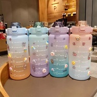 FREE 2D/3D STICKER 2000ml  2L Water Bottle with Straw Gym Bottle Sport Bottle Cute Portable Bottle F