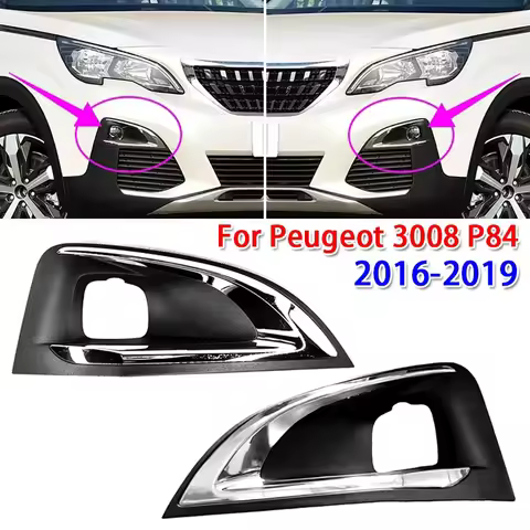1/2pcs Car Front Bumper Fog Light Cover Trim Bezel for Peugeot 3008 P84 2016-2019