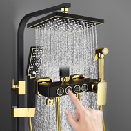 Sg SELLER All Copper Black Gold Shower Faucet Set Bath Handy Tool Shower Head Bathroom Pressurized S