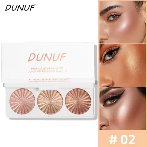 Highly Pigmented Waterproof Baked Highlighter Palette Blush Contour Eyeshadow 4in1 Face Makeup Long 