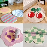 Healing Round Plush Carpet Flower Carpet Bedroom Stain-resistant Bedside Carpet Girly Heart Room Car