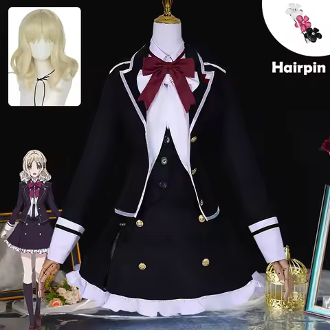 Yui Komori Cosplay Costume Wig Anime Diabolik Lovers Heroine Hairpins Stockings JK Uniform Halloween