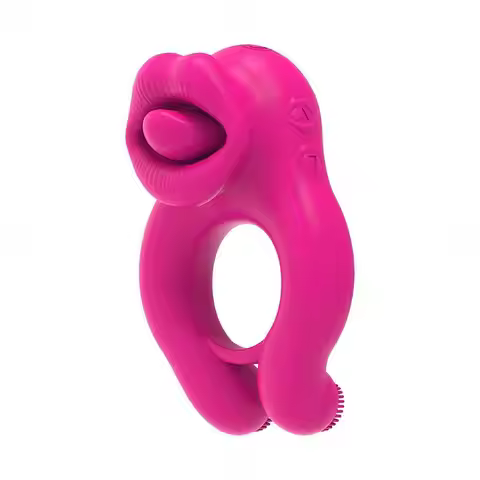 3 Motors Vibrating Cock Ring Tongue Vibrating Mini Vibrator Couples Shared Delay Ring for Men Adult 