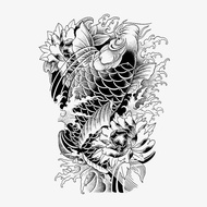 Taiwan Preferred💖 Carp Tattoo Stickers Half-Arm Tattoo Stickers Tattoo Stickers Tattoo Stickers Wate