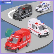 MUMU ทนต่อการหล่น ประตูเปิดได้ ไม่ต้องใช้แบตเตอรี่ รถตำรวจรถดับเพลิงรถพยาบาล โมเดลรถ ของขวัญเด็ก ของเล่นรถเฉื่อย