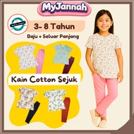 (3-8Y) Set Baju Budak Perempuan T-Shirt Seluar Panjang SDM Baby Kids Girl Children Clothing Clothes