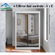 AllsWell: 4 FT 4 tier Sliding Wardrobe with mirror door/ 4 Kaki 4 tier Almari Baju Sliding Door cerm