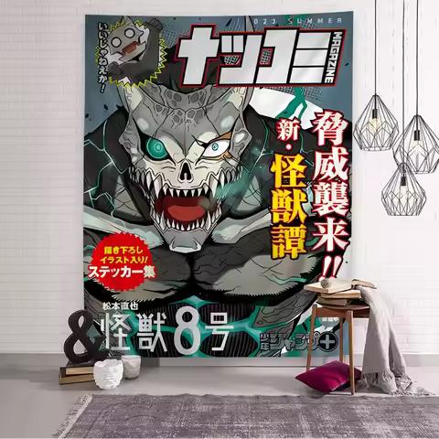Anime Kaiju No. 8 Tapestry Art Printing Japanese Wall Tapestry Anime Wall Hanging Home Decor