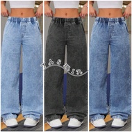 Pinggang getah Elastis BAGGY STYLE WIDE LEG JEANS ELASTIC STRACHABLE DENIM JEANS S...