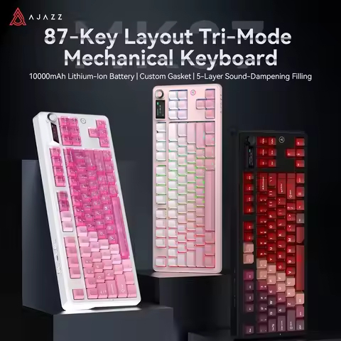 AJAZZ MK87 Wireless Mechanical Keyboard 75% Tri-mode RGB PBT Keycaps Hot-Swap Gaming Keyboard Gasket