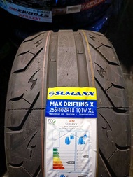 ยางsumaxx  max driftting x 265/40/18   ปี 24  1เส้น หน้าร้านมีบริการติดตั้งฟรี