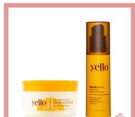 YELLO Oatmeal Turmeric Mask & Scrub OTMS / Snowmeric Hydra Boost Brightening Serum