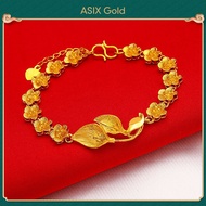 ASIX GOLD สร้อยข้อมือใบไม้ชุบทอง 24K ของผู้หญิงแฟชั่นเกาหลีทอง 916 มาเลย์ 18K ซาอุดิอาระเบียทองกรุงเทพทองของขวัญเครื่องประดับไม่มีปอกเปลือกไม่มีสีดํา