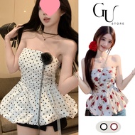 Women's tube top with squash shape and flared pattern, Korean lady's style GU Store