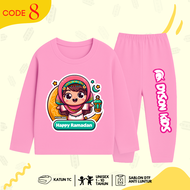 Baju Kaos Piama Setelan Panjang Lebaran Anak Perempuan Karakter Kartun Ramadhan Usia 1 - 10 Tahun