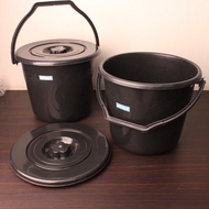 [3PCS] MULTIPURPOSE BUCKET BLACK 2.5 GL WITHOUT LID / BLACK AND THICK BUCKET