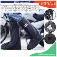 Waterproof Rain Boot Shoes Covers with Zipper Long Thicker PVC Reusable Shoes Protector With Reflector for Motorcycle Bike Cycling