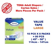 [ Carton Deal ] TENA Value Adult Diaper | Size L 8 x 10s | Carton Deal