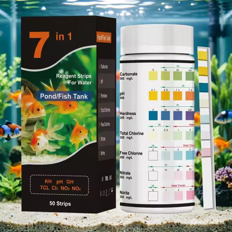 Aquarium Test Strips 7 in 1 Freshwater pH Water Quality Test Kit for Fish Tank Ammonia Nitrite Nitra