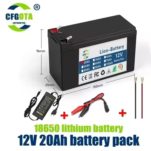 Upgraded 12v 20Ah 18650 Li Ion Battery Electric Vehicle Lithium Battery Pack 9V- 12V 20000mAh Built-