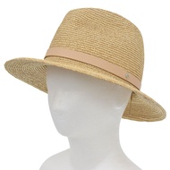 成色極佳：Helen Kaminski Hamilton 皮革飾邊軟呢帽，配上拉菲草和NATURAL金色五金配件。均碼。正品。