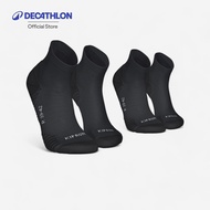 Decathlon Pack Of 2 Pairs Thick Mid Running Socks Run 500 Model Of 2-Black