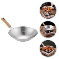 DWDYMALL Stainless Steel Griddle Deep Bottom Pan Heavy Duty Wok Cast Iron Skillet Chinese Traditional Stove Accessories Cooking Utensils