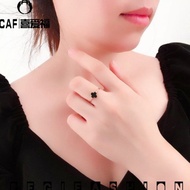 CINCIN TITANIUM WANITA CLOVER HITAM CINCIN WANITA KOREA ANTI KARAT