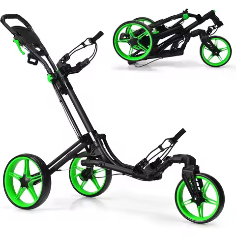 Folding Golf Push Cart with Swivel Front Wheel 3 Wheel Adjustable Golf Pull Cart Easy Folding Compac