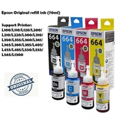 Epson T664 100% Original Refill Ink (BK/C/Y/M)[READY STOCK]