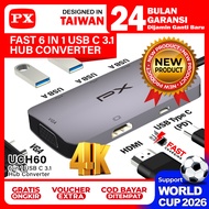 Converter Hub Adapter 6 in 1 Type C 3.1 to HDMI 4K VGA USB PX UCH60
