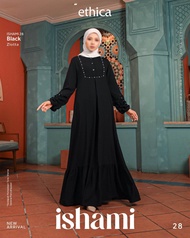 Gamis Ethica Ishami 28 Black White /Gamis Ethica Terbaru/Best Seller/Original