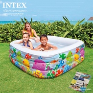 INTEX SEA AQUARIUM POOL*Inflatable Swim pool*62.5(L)*62.5(W)*19.5(H)in/159*159*50cm(Inflated)*Pump t