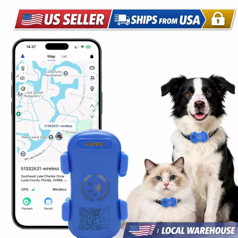 4G GPS Tracker for Dogs Cats, Real-time Pet Locator with Light Sound Alarm, US Seller, IP67 Waterpro