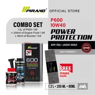 COMBO SET PIRANO P600 1.2L 10W40 Fully Synthetic Ester+Pirano Engine Flush Pro+(200ml)+Pirano PG7 Oc
