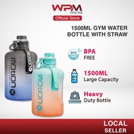 【Clearance】Gym Water Bottle With Straw Tumbler Handle Portable BPA Free (1500ml) 水瓶