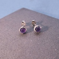 紫水晶耳環 - 蛋面
