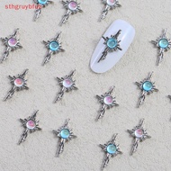 STHB 5pcs 3D Alloy Nail Ch Decorations Cross Star Accessories Glitter Rhinestone Nail Parts Nail Art Materials Supplies SG