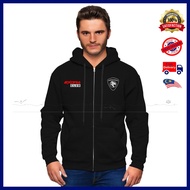 Proton Exora Club Sweatshirt Zip Hoodie Sweater Cotton Sulam Fashion Pakaian Baju Casual Unisex Top