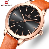 NAVIFORCE Top Brand Ladies Watch Simple Leather Strap Waterproof Clock Quartz Elegant Ladies Watch