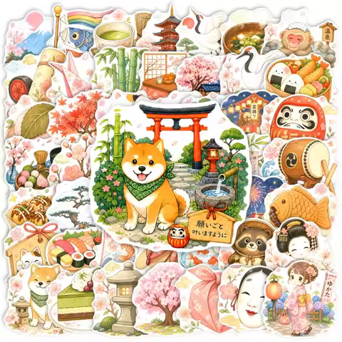 50-Pack Cartoon Japanese Traditional Elements Graffiti Stickers Waterproof Decor Decals for Guitar L
