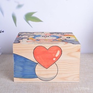 Cartoon Cartoon Pattern Pine Storage Box Painted Doraemon Cartoon Wooden Box Storage Box Storage Box