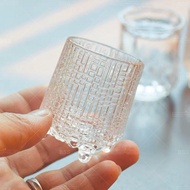 Gelas soju shot tequilla sloki Teh 50ML Cantik Mini Kecil Kaca Unik Glass Motif Timbul Pattern Class