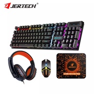 Gamers Combo Set Rainbow backlit Wired Gaming four-piece 4in1 Keyboard Mouse Headset Victory CT4-01
